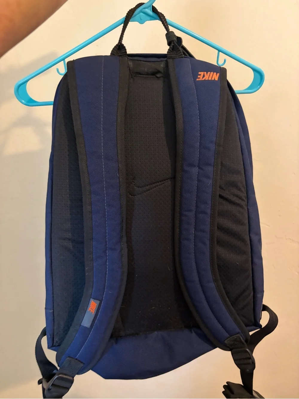 Nike Dark Blue Backpack with Orange Logo Accent